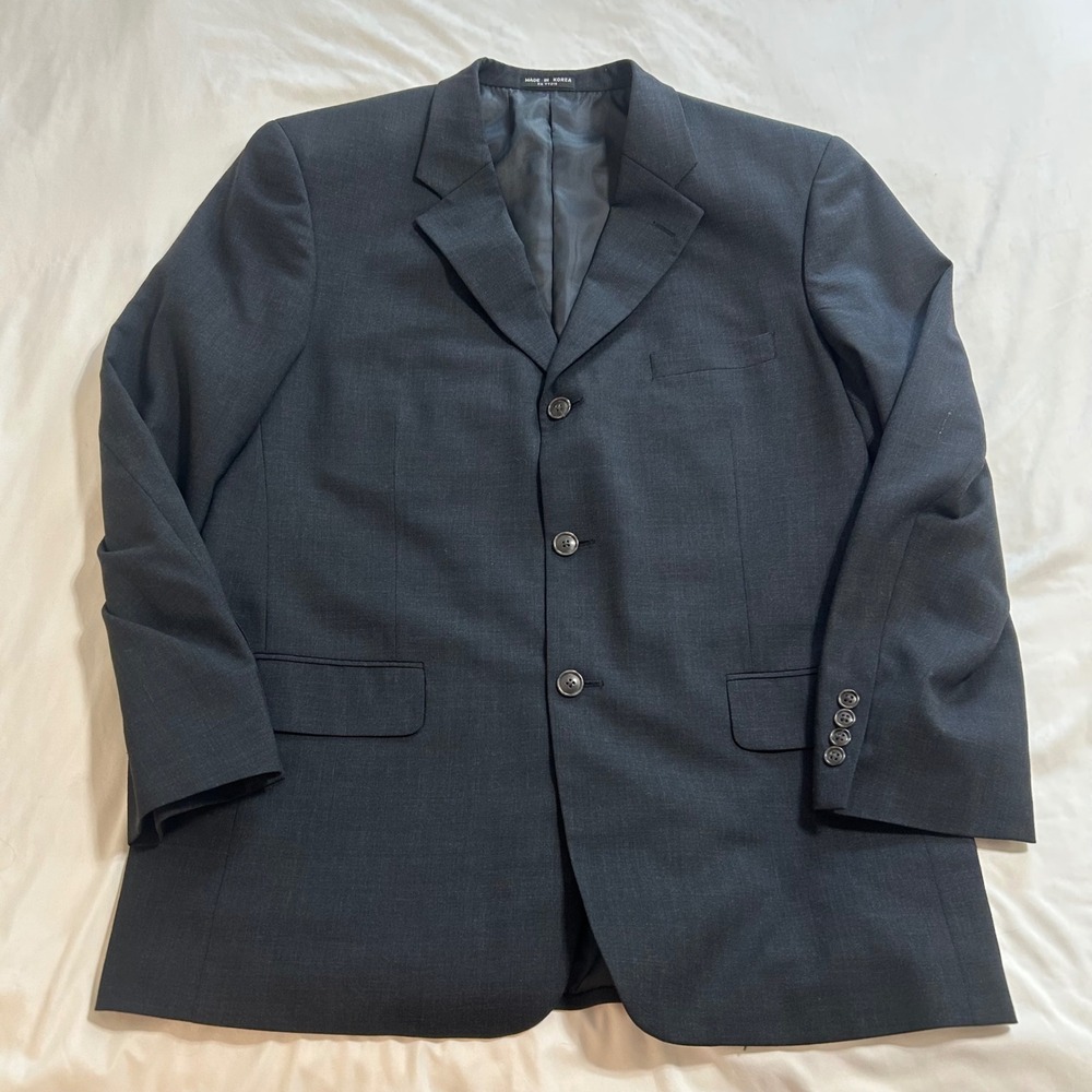 Versini Mens Charcoal Grey 100% Pure Wool 3 Button Suit Jacket Blazer Size 44R